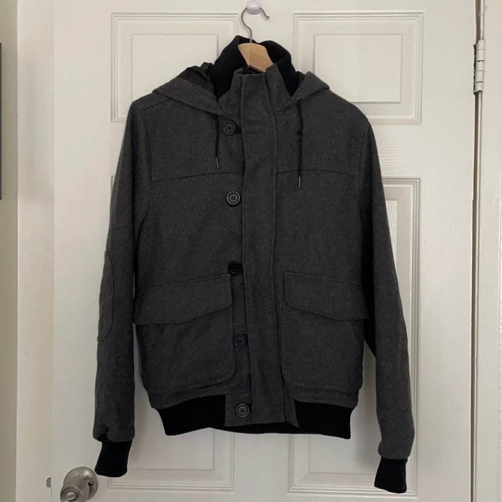 TopMan Wool Bomber Jacket with Hood